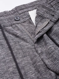 The Indian Garage Co Men Charcoal Grey Melange Effect Slim Fit Trousers