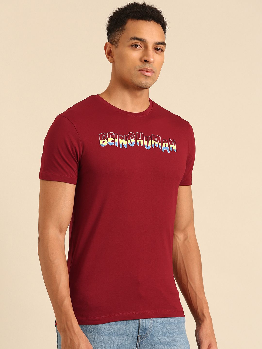 Being Human Typography Printed Pure Cotton T-shirt
