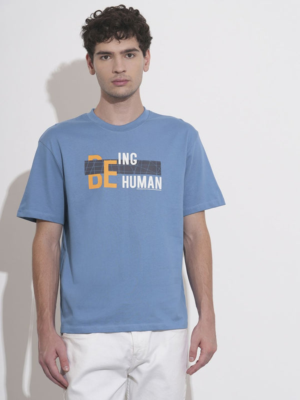 Being Human Brand Logo Printed Drop-Shoulder Sleeves Pure Cotton T-shirt