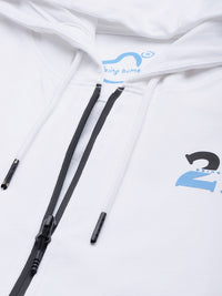 Being Human Men Brand Logo & Numeric Print Hooded Pure Cotton Front-Open Sweatshirt