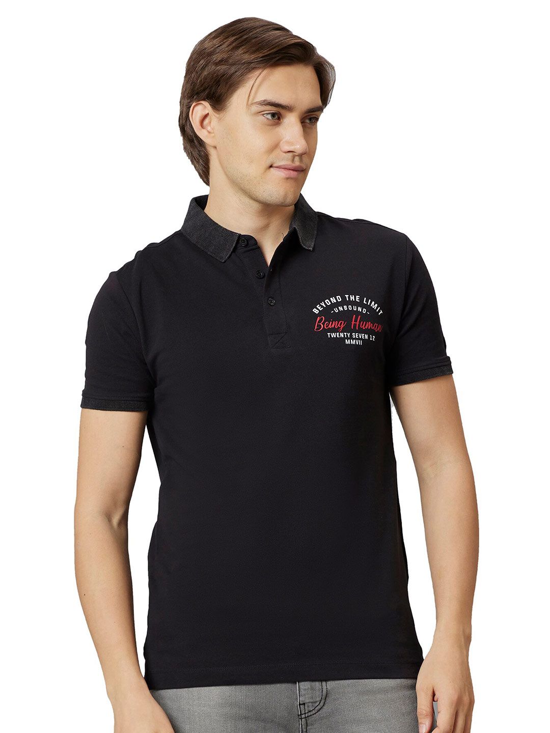 Being Human Polo Collar Cotton Regular T-shirt