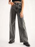 SASSAFRAS BASICS Women Straight Fit High-Rise Heavy Fade Acid Wash Stretchable Jeans