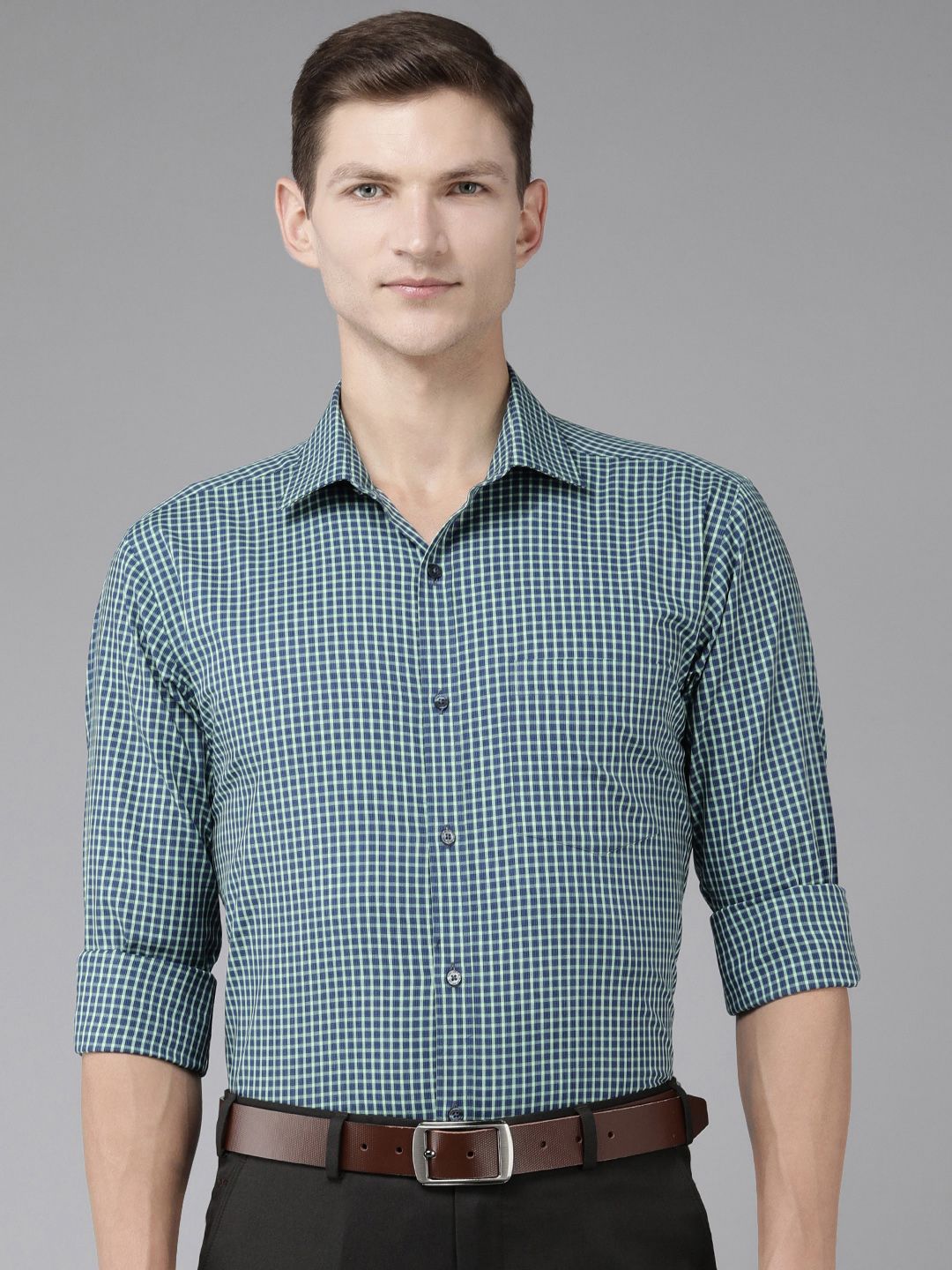 Park Avenue Slim Fit Checked Pure Cotton Formal Shirt