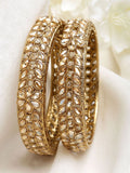 KARATCART Set Of 2 Gold-Plated Kundan Studded Bangles
