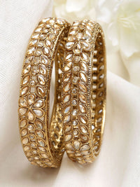 KARATCART Set Of 2 Gold-Plated Kundan Studded Bangles