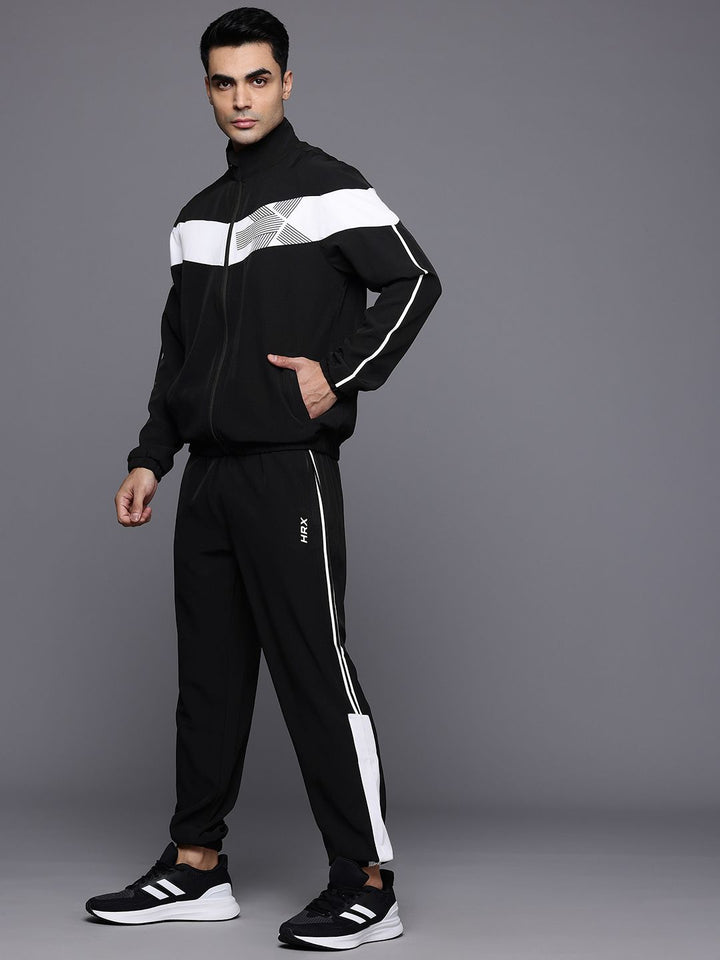 Hrx oleh Hrithik Roshan Colourblocked Logo Brand Dicetak Rapid-Dry Running Tracksuit