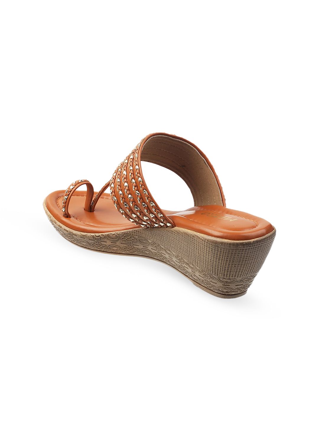 Metro Tan Embellished Wedge Sandals