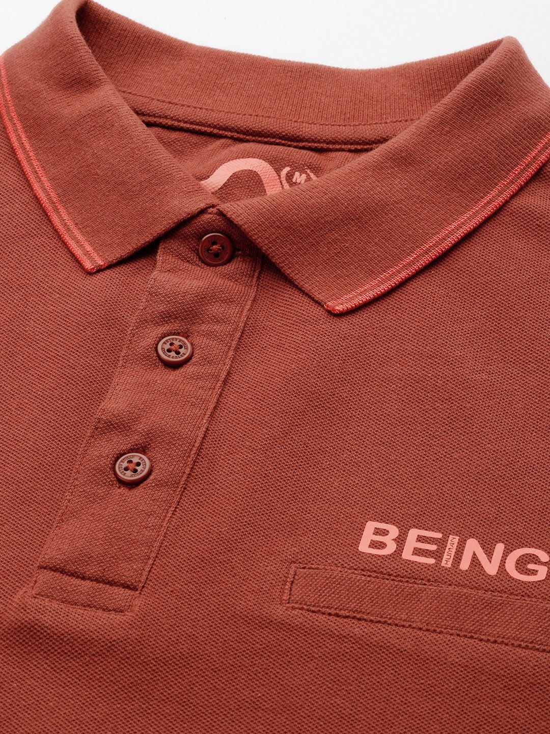 Being Human Polo Collar Pure Cotton T-shirt with Welt Pocket