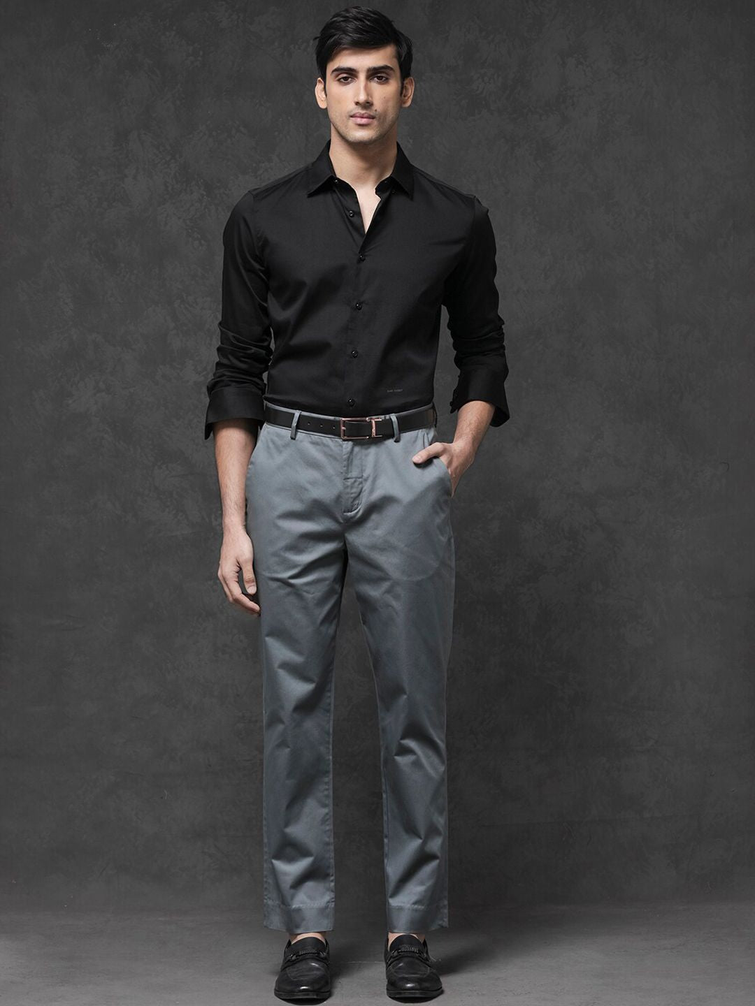 RARE RABBIT Men Comotel Mid-Rise Cotton Regular Fit Trouser