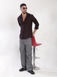 Bene Kleed Men Slim Fit Textured Spread Collar Casual Shirt