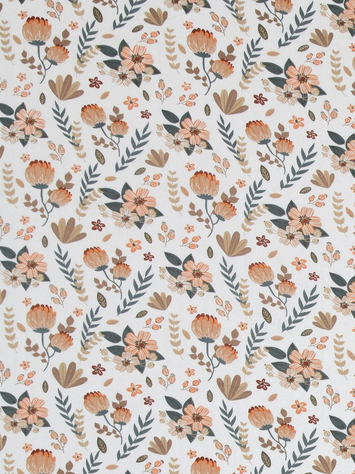 BOMBAY DYEING Dream Lover Brown Floral 104 TC Cotton Queen Bedsheet Set-2.24 m X 2.54 m