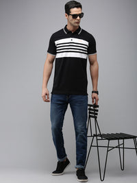 SPYKAR Men Pure Cotton Striped Polo Collar Slim Fit T-shirt