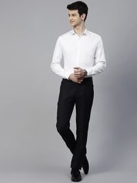 MANQ Men White Slim Fit Solid Party Shirt