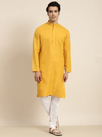 Anug by SOJANYA Men Mustard Yellow Mandarin Collar Kurta