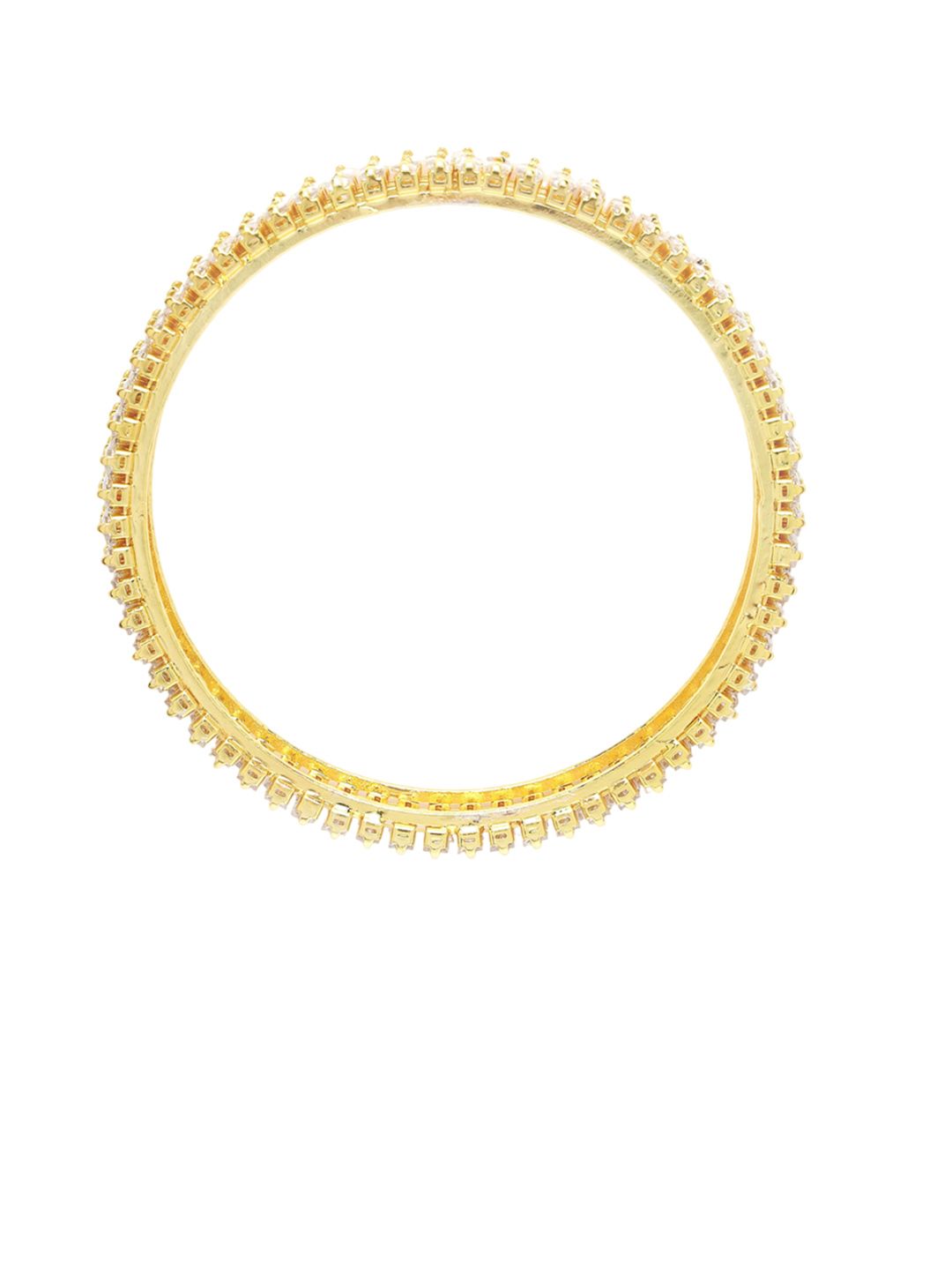 KARATCART Set Of 2 Gold Plated & AD Studded Bangle
