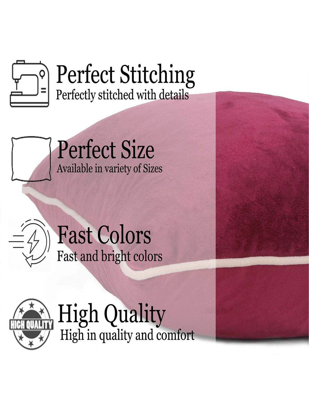 STITCHNEST Maroon & Beige 2-Pieces Velvet Square Cushion Covers