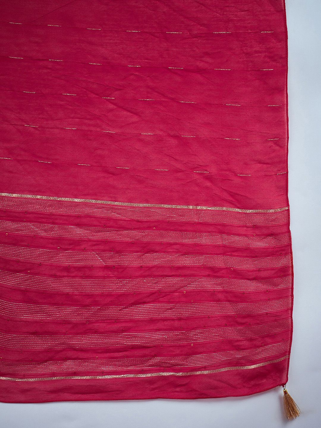Indo Era Embroidered Sequinned Chanderi Silk Straight Kurta With Trousers & Dupatta