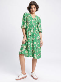 DressBerry Floral Fantasy Cut-Out Midi A-Line Dress