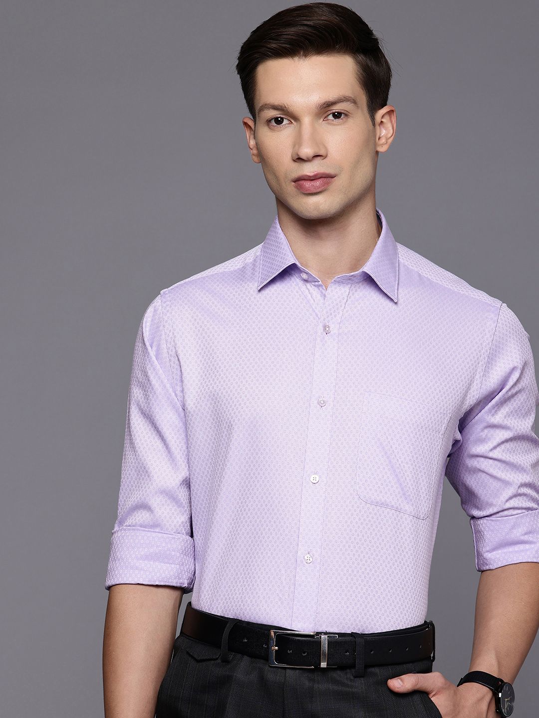 Raymond Slim Fit Textured Pure Cotton Formal Shirt