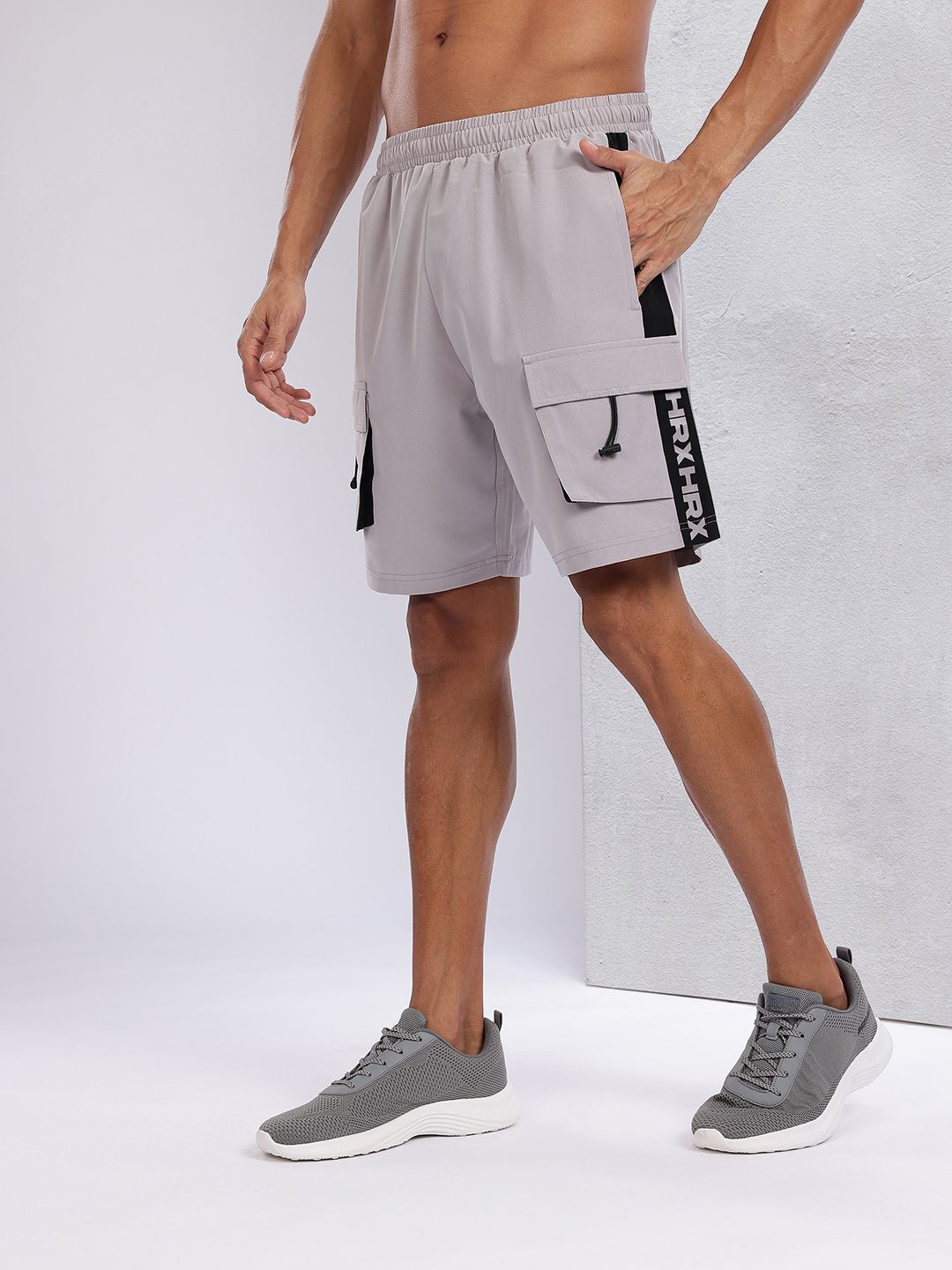 HRX by Hrithik Roshan Men Typography Printed Mid-Rise Cargo-Style Training Shorts