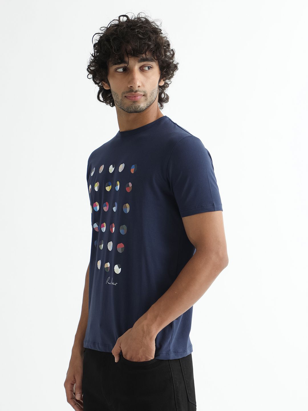 RARE RABBIT Men Flipp Printed Slim Fit T-Shirt