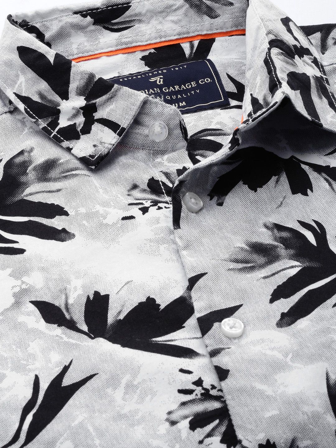 The Indian Garage Co Men Grey & Black Slim Fit Printed Casual Shirt