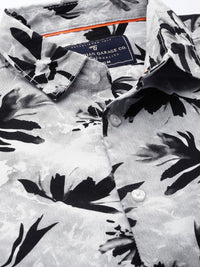 The Indian Garage Co Men Grey & Black Slim Fit Printed Casual Shirt