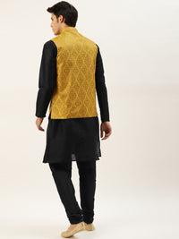 SOJANYA Kurta Hitam Lelaki dengan Jaket Churidar & Nehru