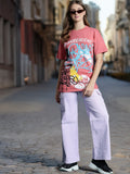 DressBerry Printed Drop-Shoulder Sleeves Pure Cotton Longline T-shirt