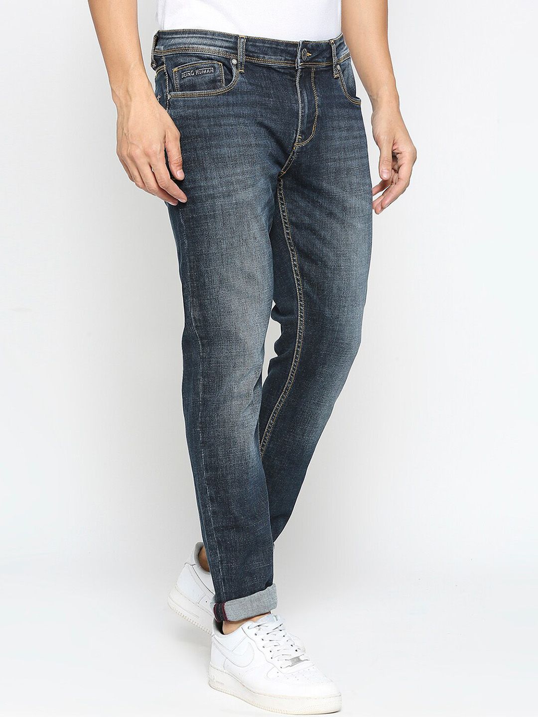 Being Human Men Mid Rise Skinny Fit Clean Look Heavy Fade Jeans