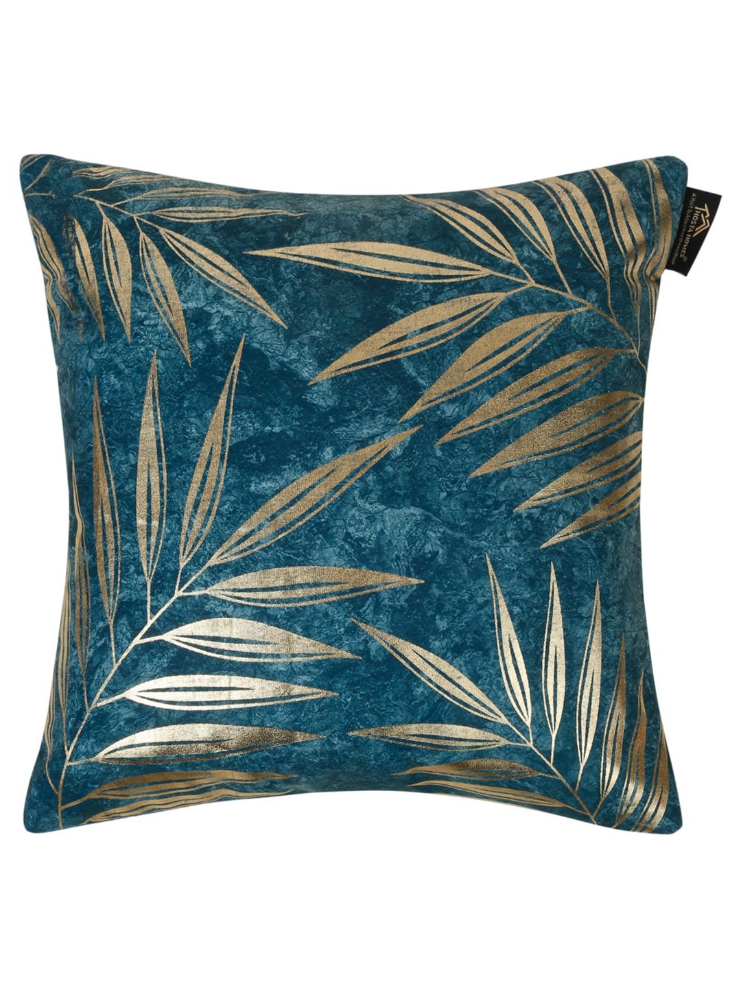 HOSTA HOMES Teal Green & Gold-Toned 5 Pieces Floral Velvet Square Cushion Covers