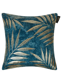 HOSTA HOMES Teal Green & Gold-Toned 5 Pieces Floral Velvet Square Cushion Covers