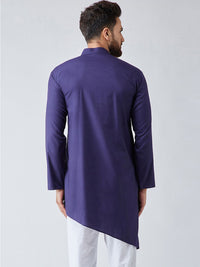 SOJANYA Lelaki Navy Blue Solid Asymmetric Straight Kurta