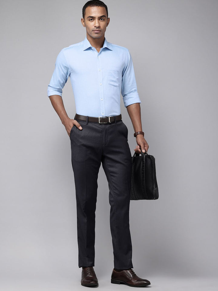 Park Avenue Pure Cotton Self Design Slim Fit Opaque Formal Shirt