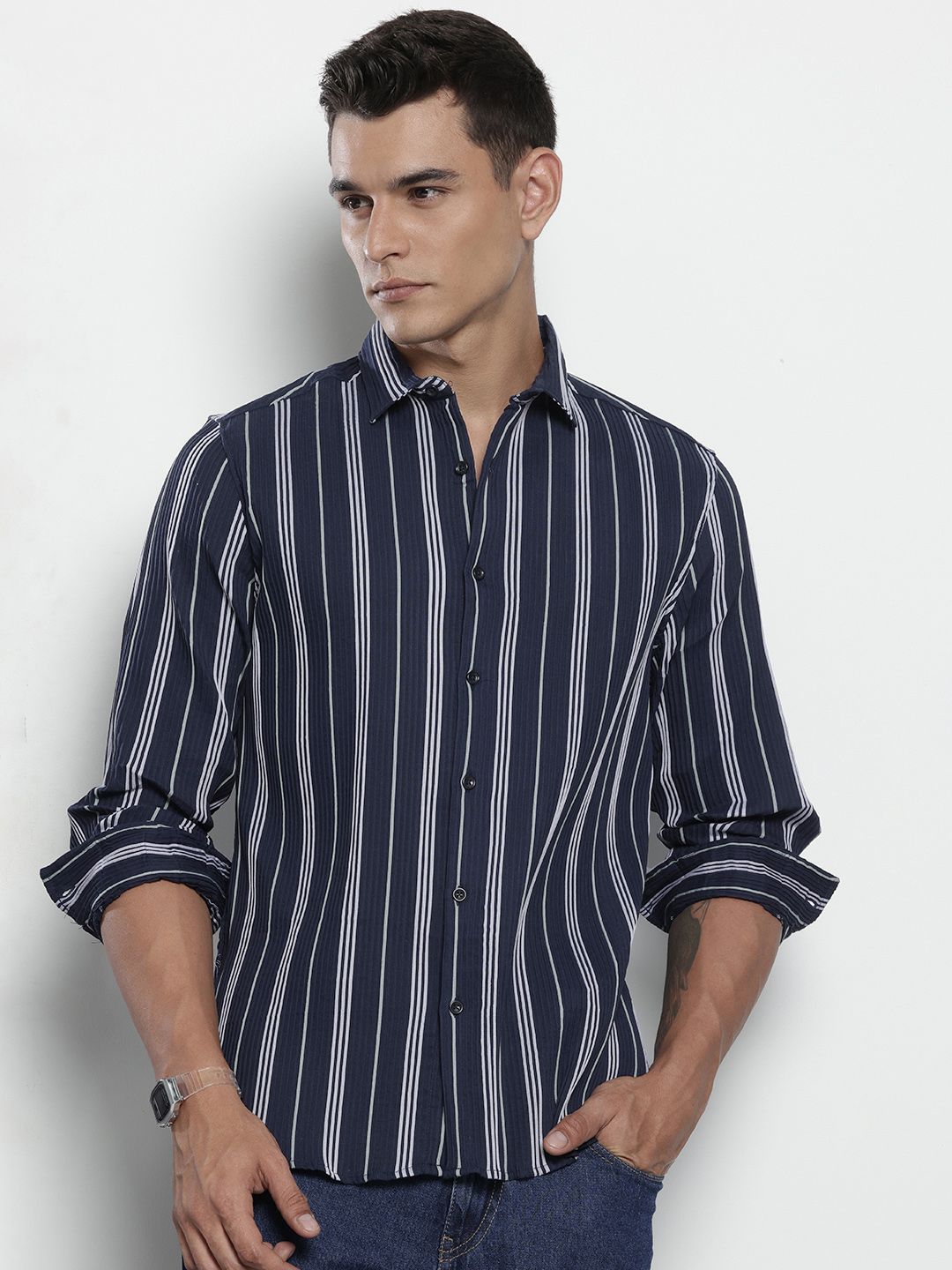 The Indian Garage Co Striped Pure Cotton Casual Shirt