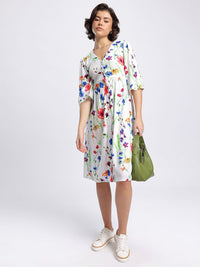 DressBerry Floral Meadows Cut Out Detail Shirt Style Dress