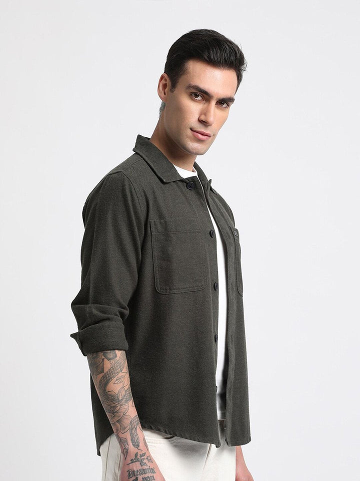 THE BEAR HOUSE Men Regular Fit Flannel Cotton Shacket