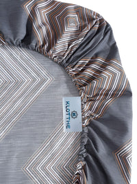 KLOTTHE Printed 300 TC Double Fitted Bedsheet with 2 Pillow Cover In Book Fold Packing