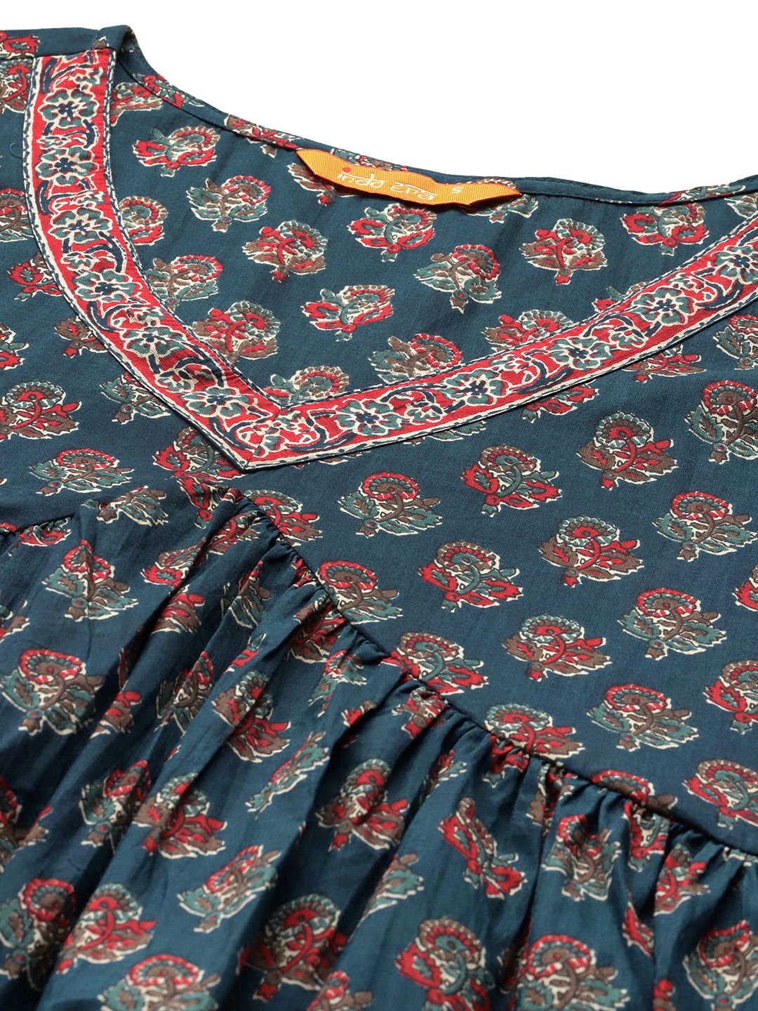 Indo Era Ethnic Motifs Printed Empire Pure Cotton Kurta with Trousers