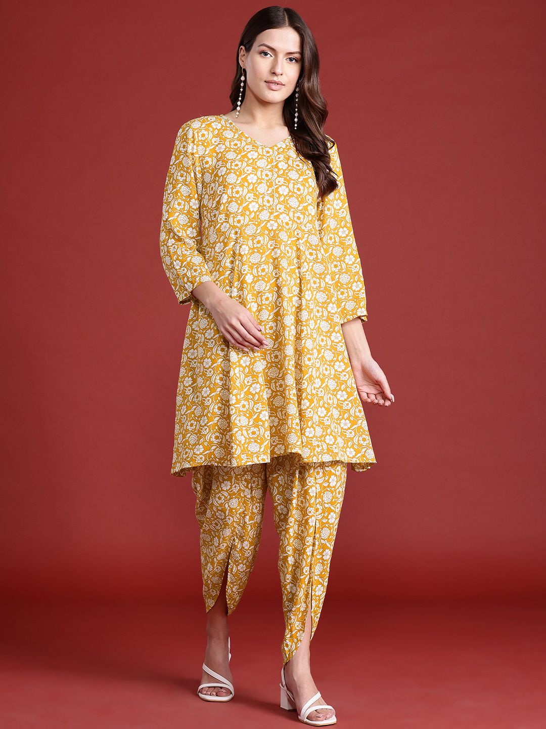 all about you Women Floral Print Kurta with Harem Pants