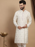 Anouk Floral Cotton Silk Mandarin Collar Kurta