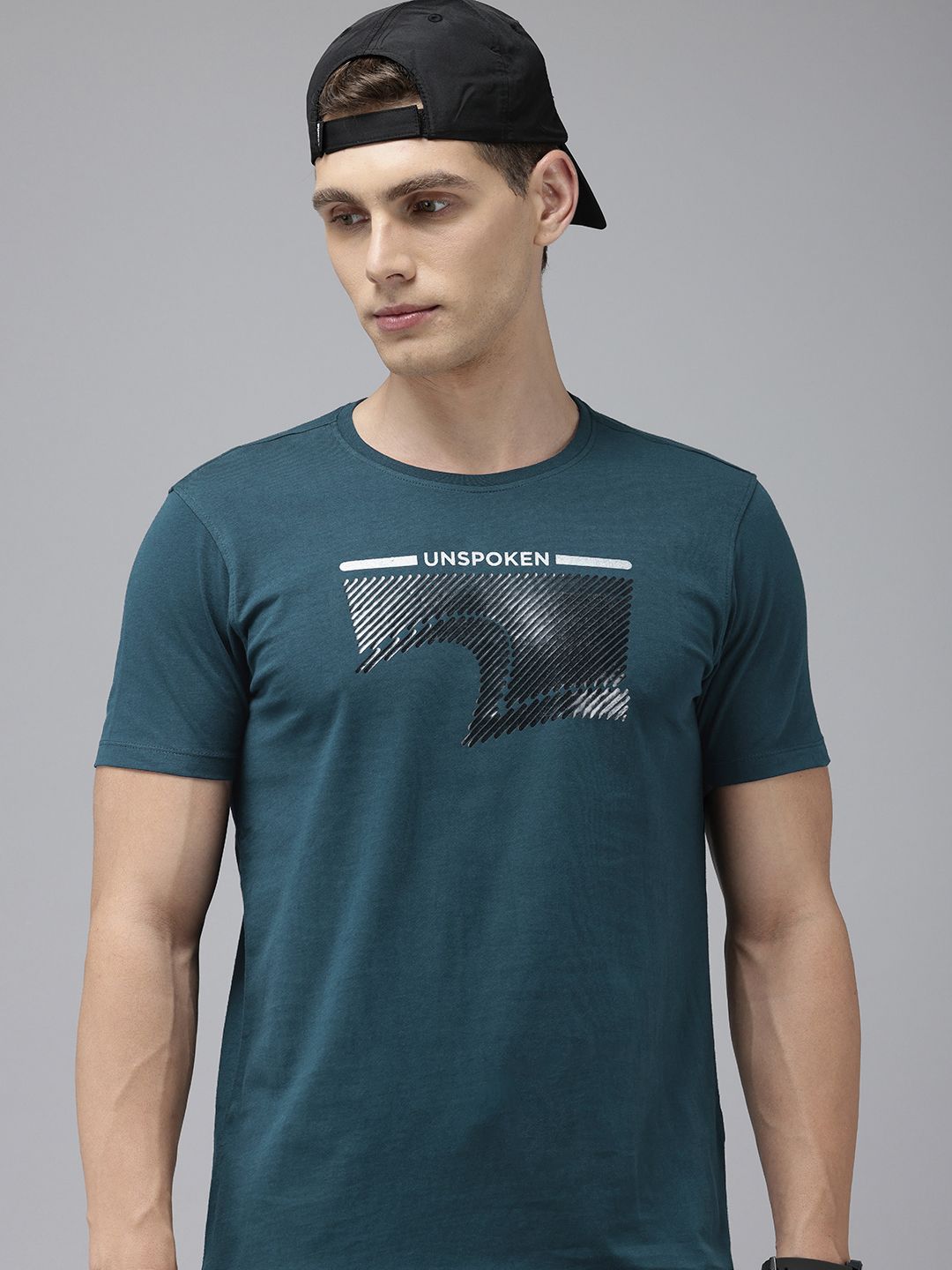 SPYKAR Printed Pure Cotton Slim Fit T-shirt