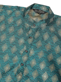 SOJANYA Men Teal & Gold-Toned Jacquard Kurta