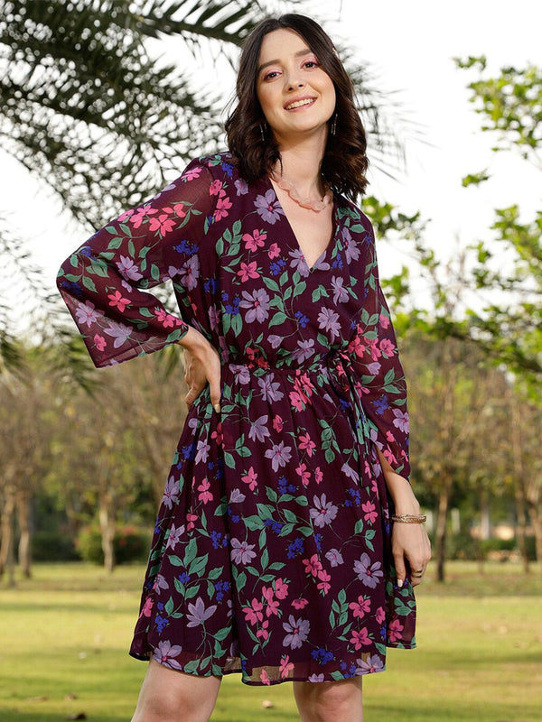 STREET 9 Floral Printed Wrap Dress