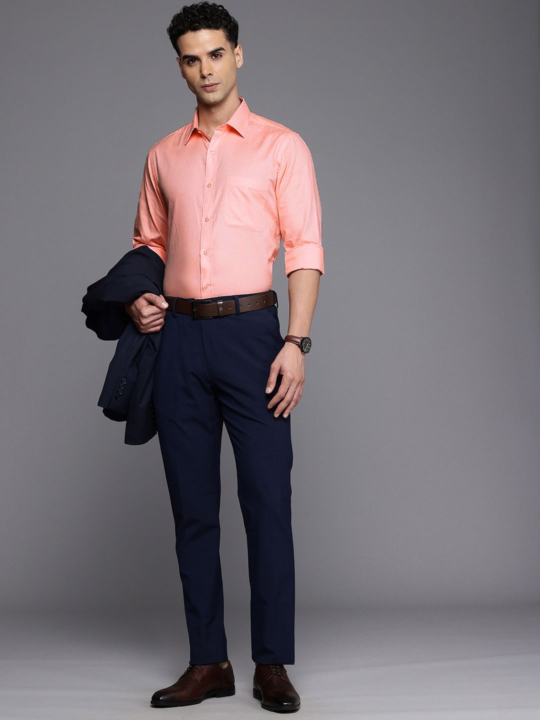Raymond Slim Fit Self-Design Pure Cotton Formal Shirt