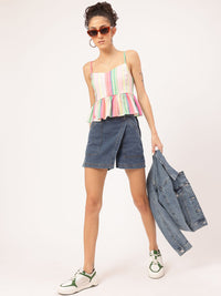 DressBerry Colour Pop Striped Peplum Top