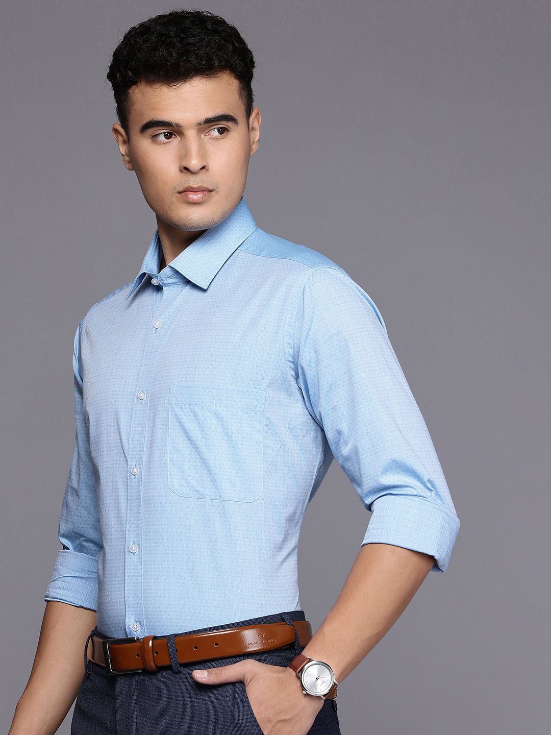 Raymond Pure Cotton Textured Slim Fit Formal Shirt