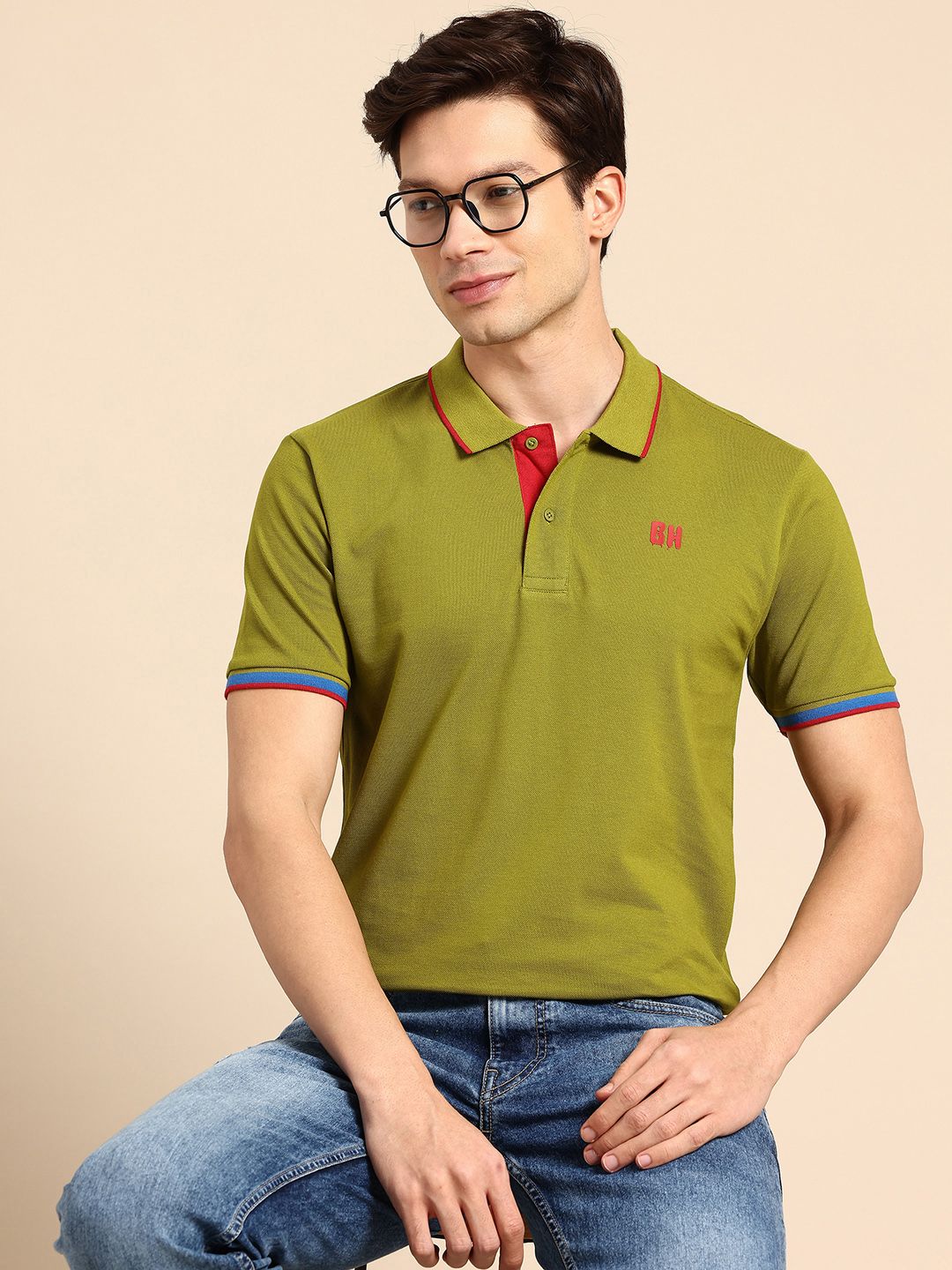 Being Human Polo Collar Pure Cotton T-shirt