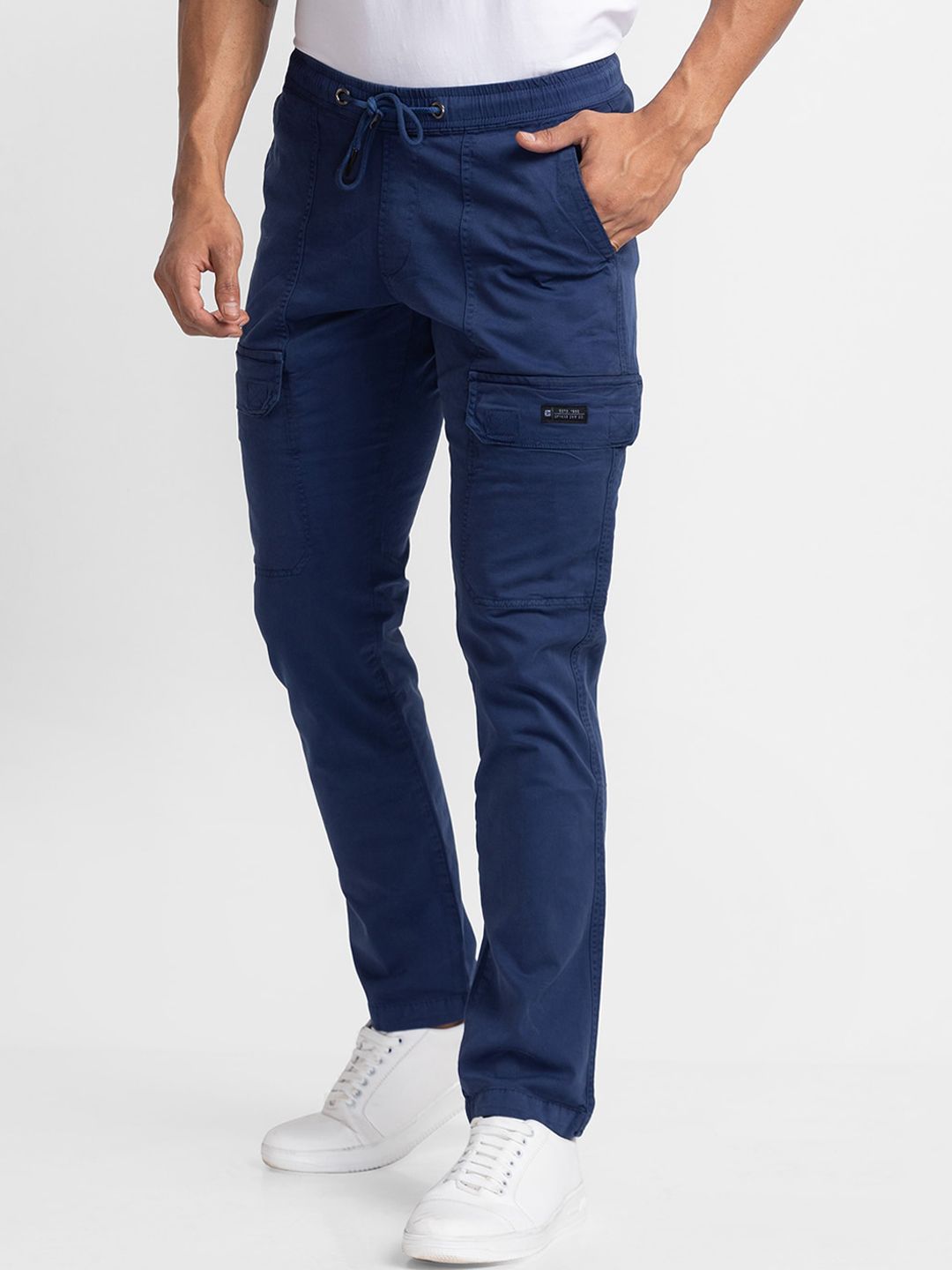 SPYKAR Men Blue Slim Fit Cargos Trousers
