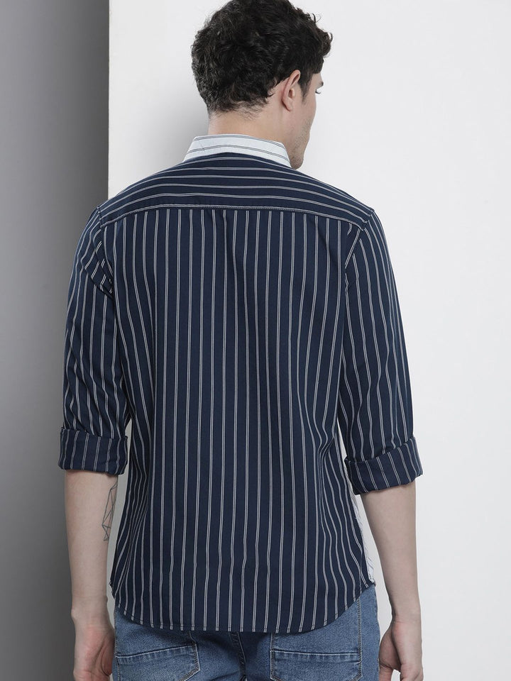 The Indian Garage Co Men Slim Fit Opaque Striped Cotton Casual Shirt
